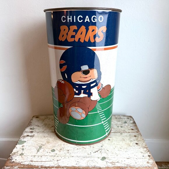 Rare Vintage 1980s Chicago Bears NFL Trash Can Football Collectible - Picture 2 of 11